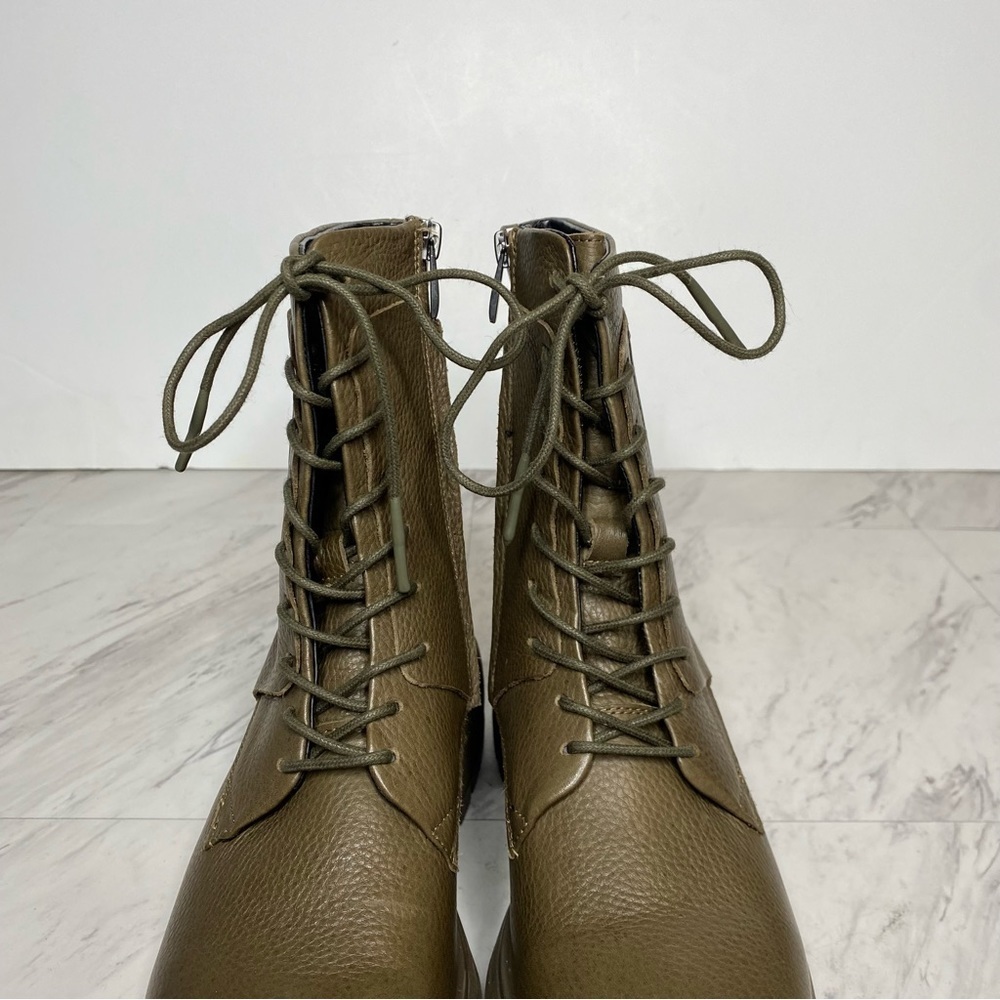 Franco Sarto Jetson Green Brown Leather Lace Up Lug Sole Boot 8 1/2 M - Picture 11 of 16